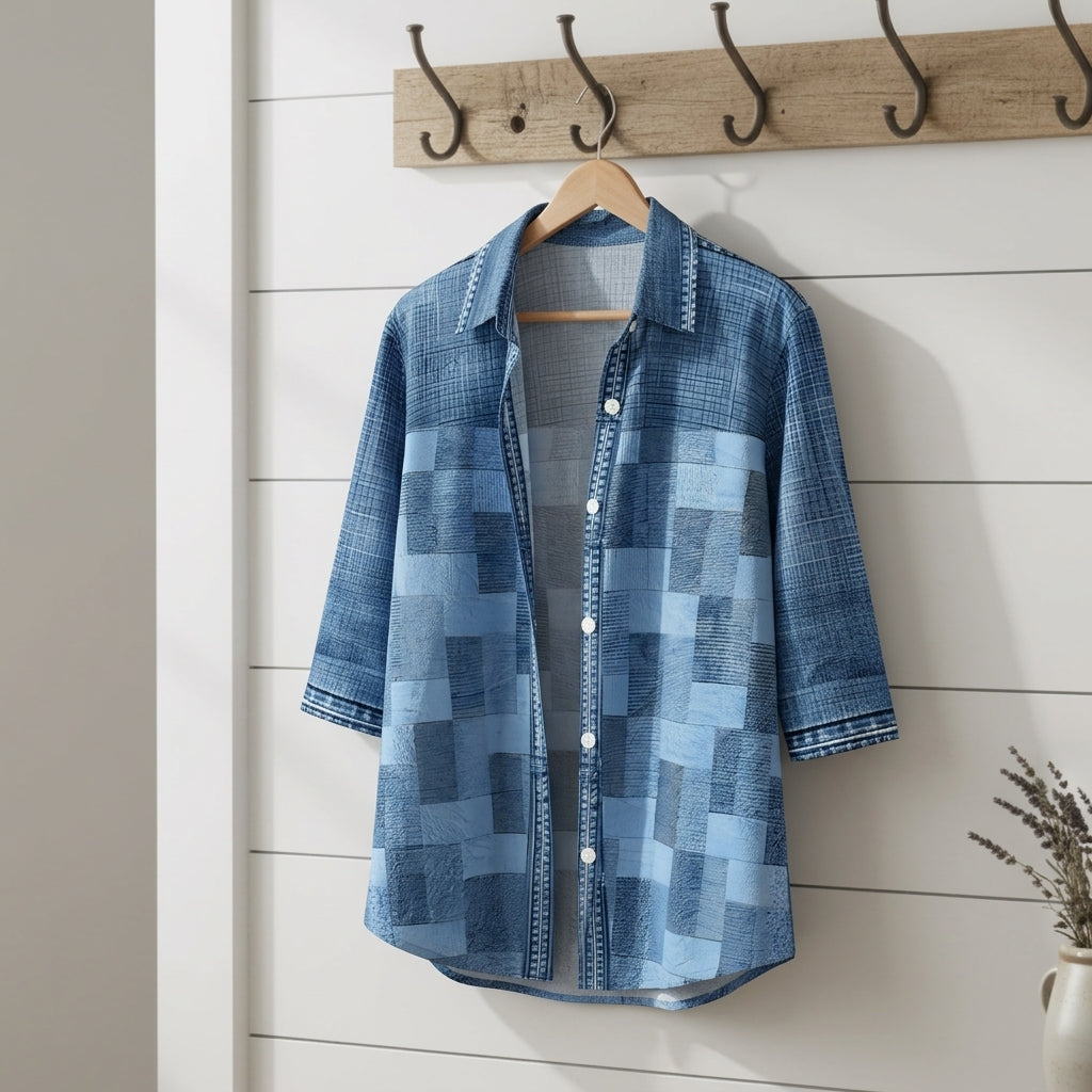 Women's Check Blouse Cotton Blend Relaxed Fit – Marlowe