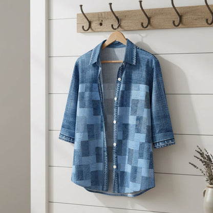 Women's Check Blouse Cotton Blend Relaxed Fit – Marlowe
