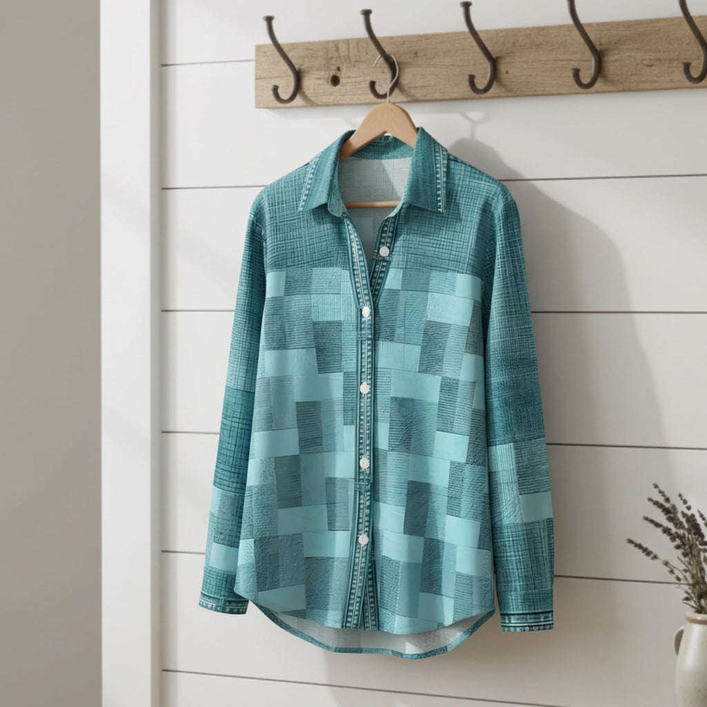 Women's Check Blouse Cotton Blend Relaxed Fit – Marlowe