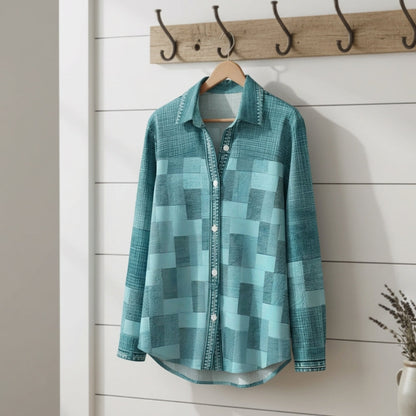 Women's Check Blouse Cotton Blend Relaxed Fit – Marlowe