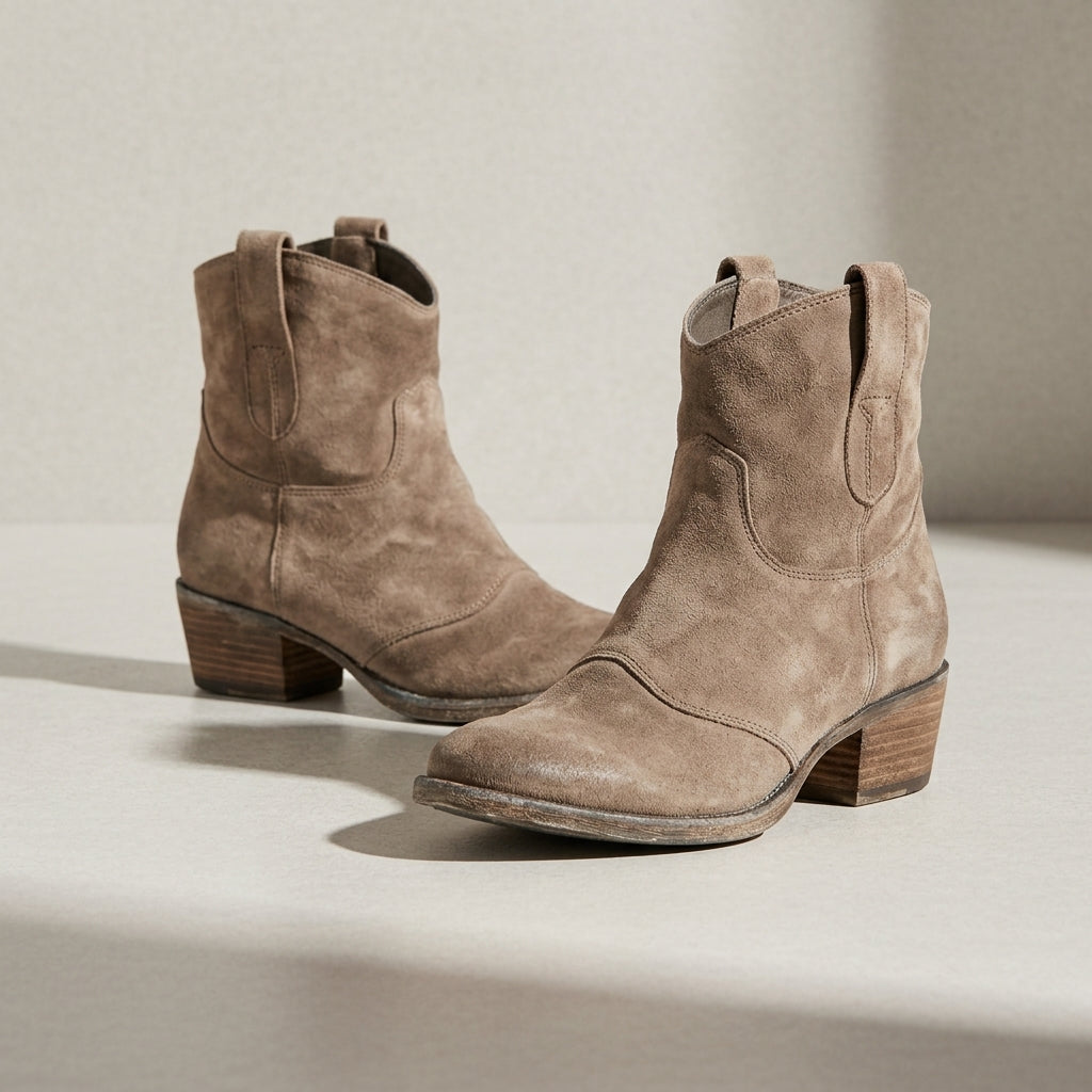 Western Ankle Boots for Women Pointed Toe Leather Slip On – Marlowe