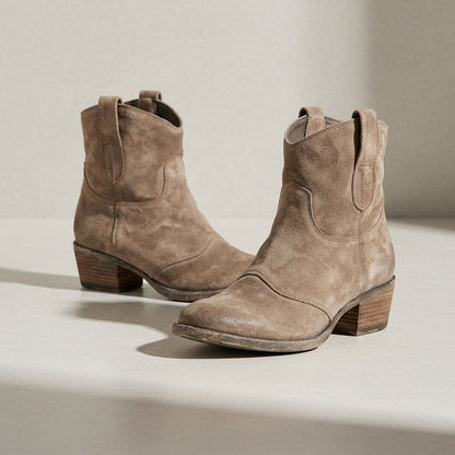 Western Ankle Boots for Women Pointed Toe Leather Slip On – Marlowe