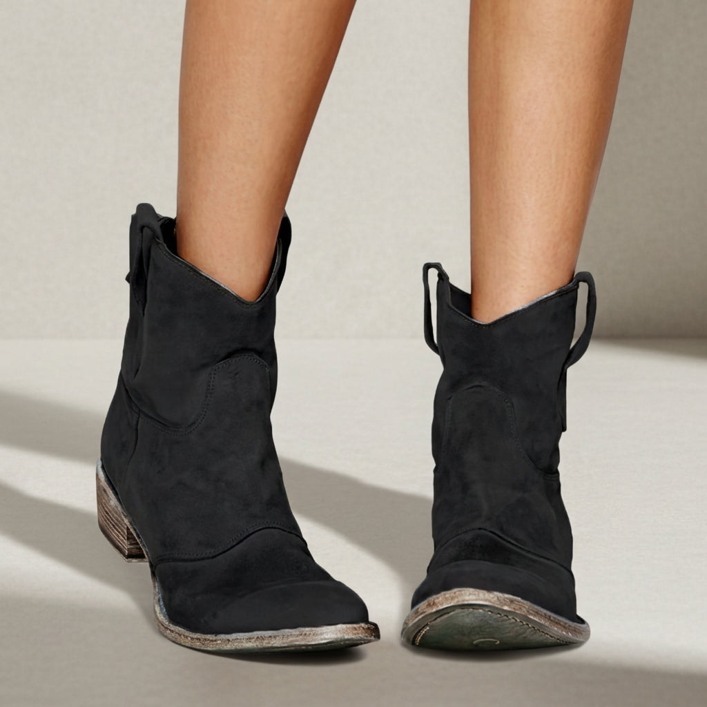 Western Ankle Boots for Women Pointed Toe Leather Slip On – Marlowe
