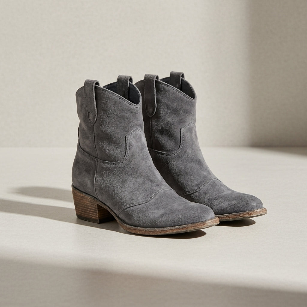 Western Ankle Boots for Women Pointed Toe Leather Slip On – Marlowe