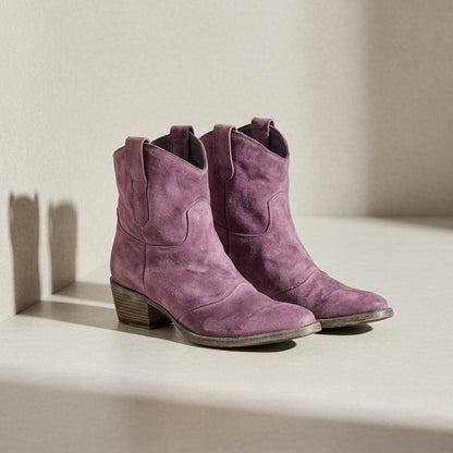 Western Ankle Boots for Women Pointed Toe Leather Slip On – Marlowe