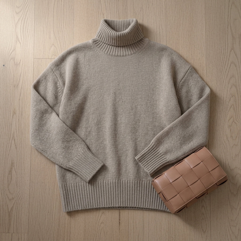 Women's Cashmere Blend Turtleneck Sweater Classic Fit – Celeste