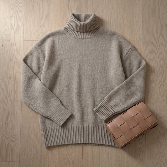 Women's Cashmere Blend Turtleneck Sweater Classic Fit – Celeste
