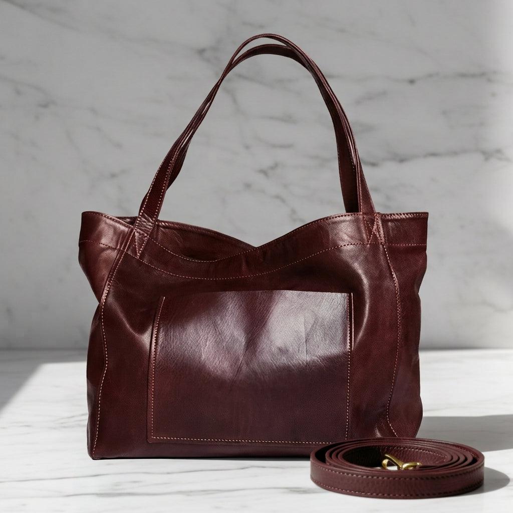 Structured Shoulder Bag for Women Leather Adjustable Strap – Celeste