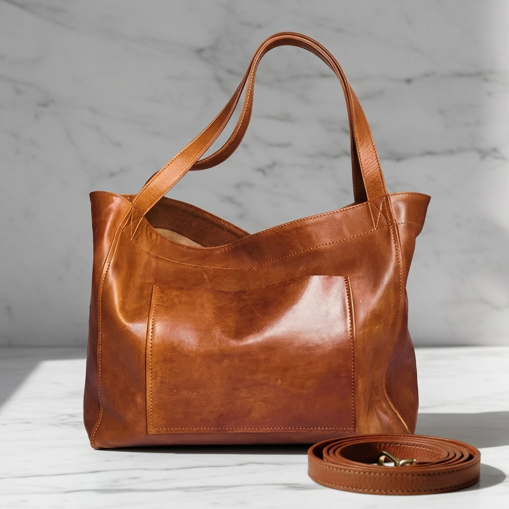 Structured Shoulder Bag for Women Leather Adjustable Strap – Celeste