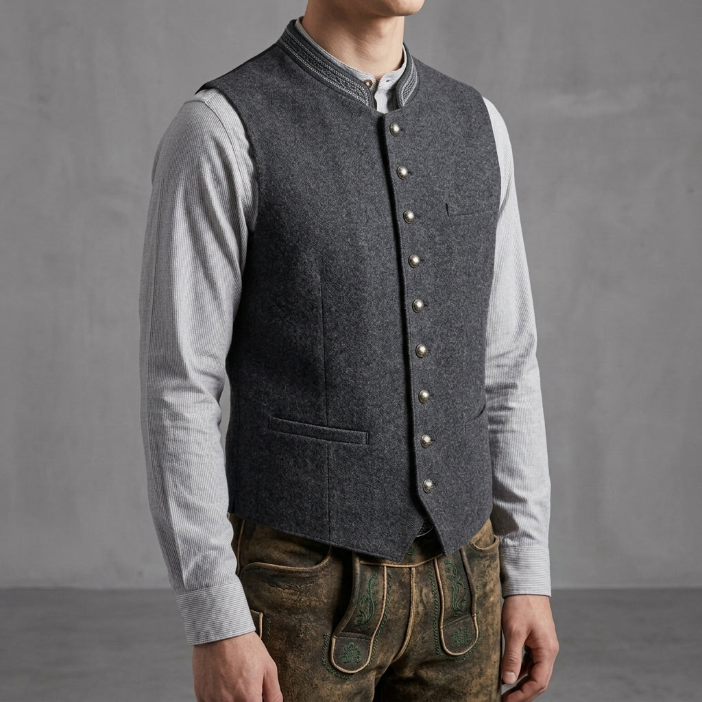 Traditional Vest in Gray Cotton Blend Tailored Fit – Alden