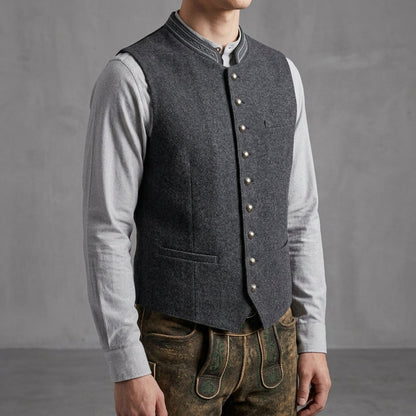 Traditional Vest in Gray Cotton Blend Tailored Fit – Alden