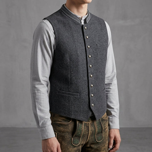Traditional Vest in Gray Cotton Blend Tailored Fit – Alden