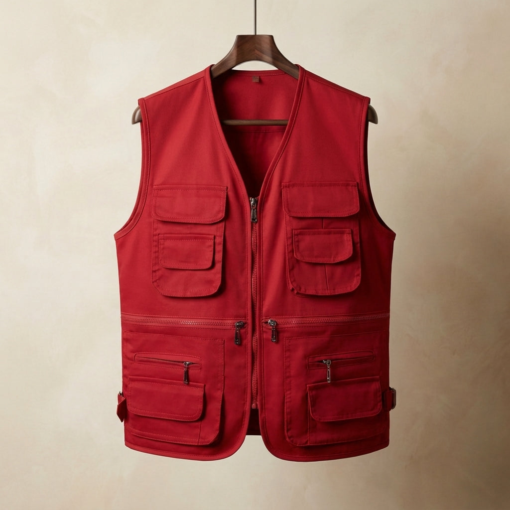 Multi Pocket Hiking Vest Cotton Blend Outdoor Utility – Rowan