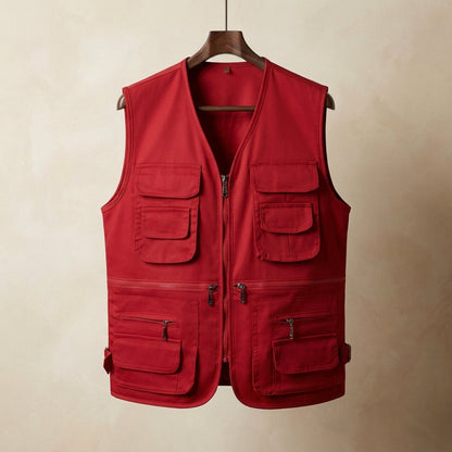 Multi Pocket Hiking Vest Cotton Blend Outdoor Utility – Rowan