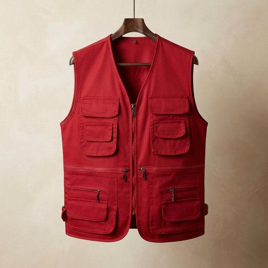 Multi Pocket Hiking Vest Cotton Blend Outdoor Utility – Rowan