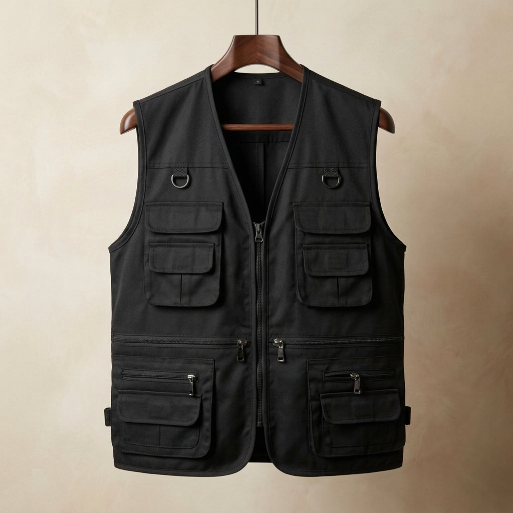 Multi Pocket Hiking Vest Cotton Blend Outdoor Utility – Rowan