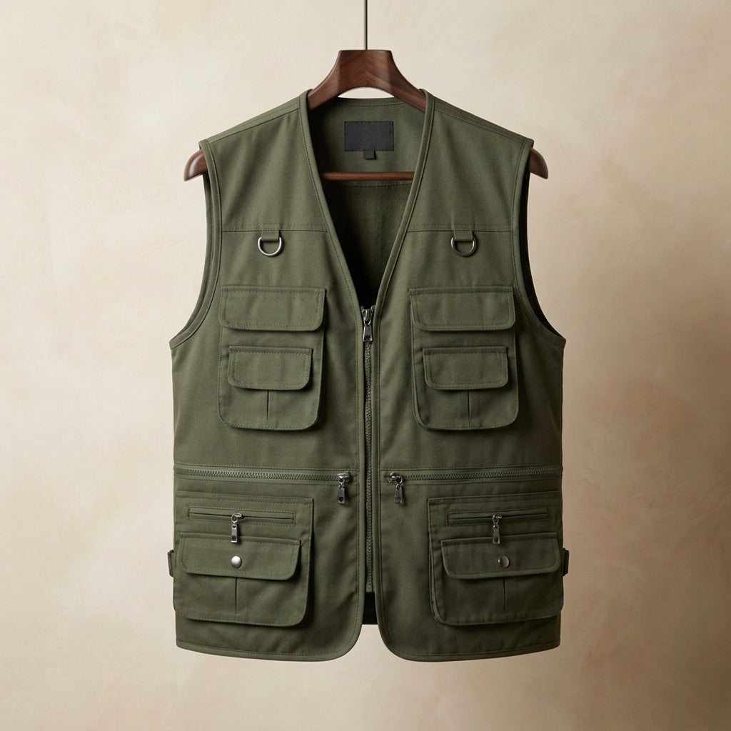 Multi Pocket Hiking Vest Cotton Blend Outdoor Utility – Rowan