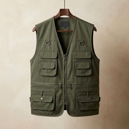 Multi Pocket Hiking Vest Cotton Blend Outdoor Utility – Rowan