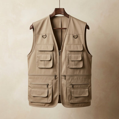 Multi Pocket Hiking Vest Cotton Blend Outdoor Utility – Rowan