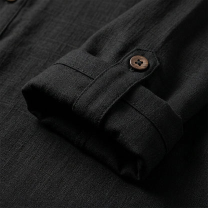 Linen Henley Shirt Rolled Sleeves Relaxed Fit – Marlowe