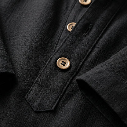 Linen Henley Shirt Rolled Sleeves Relaxed Fit – Marlowe