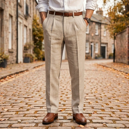 Pleated Linen Pants Lightweight Tailored Trousers – Marlowe