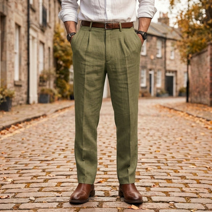 Pleated Linen Pants Lightweight Tailored Trousers – Marlowe