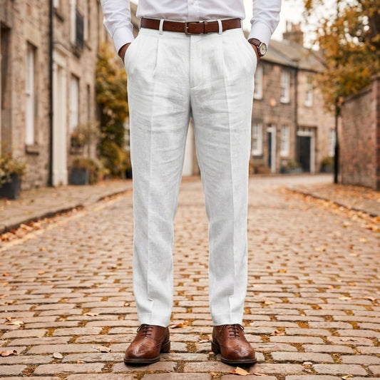 Pleated Linen Pants Lightweight Tailored Trousers – Marlowe