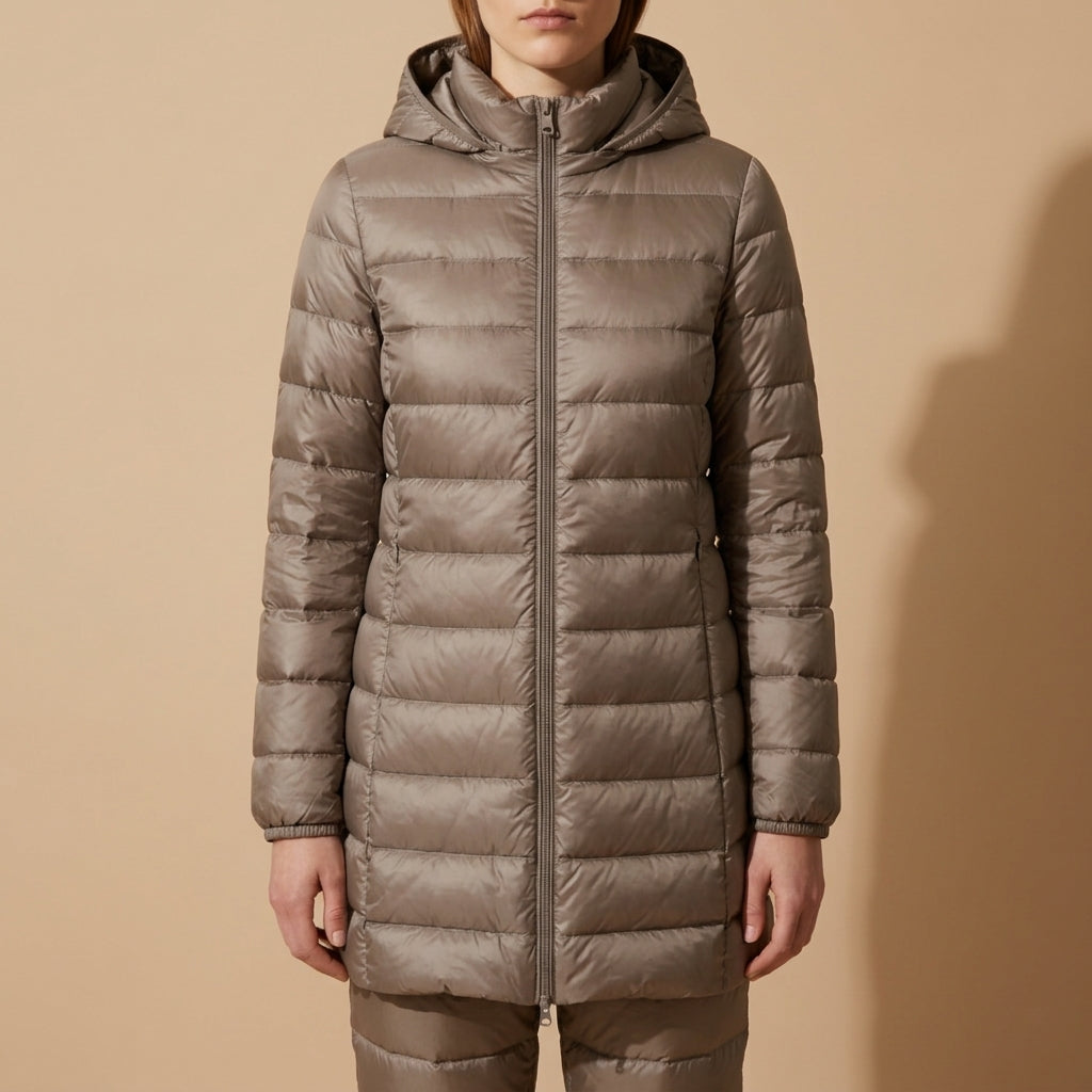 Women's Long Down Jacket with Hood for Winter – Celeste