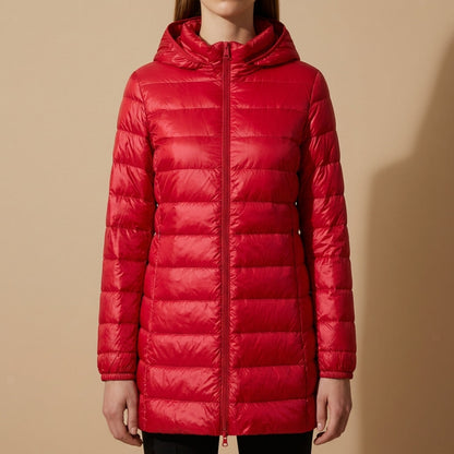 Women's Long Down Jacket with Hood for Winter – Celeste