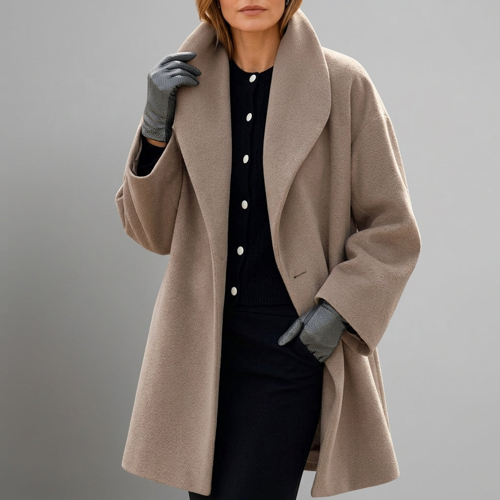 Women's Wide Collar Cotton Blend Jacket Long Sleeve – Marielle
