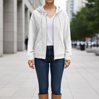 Women’s Cotton Blend Zip-Up Hoodie With Drawstring Hood – Marlowe