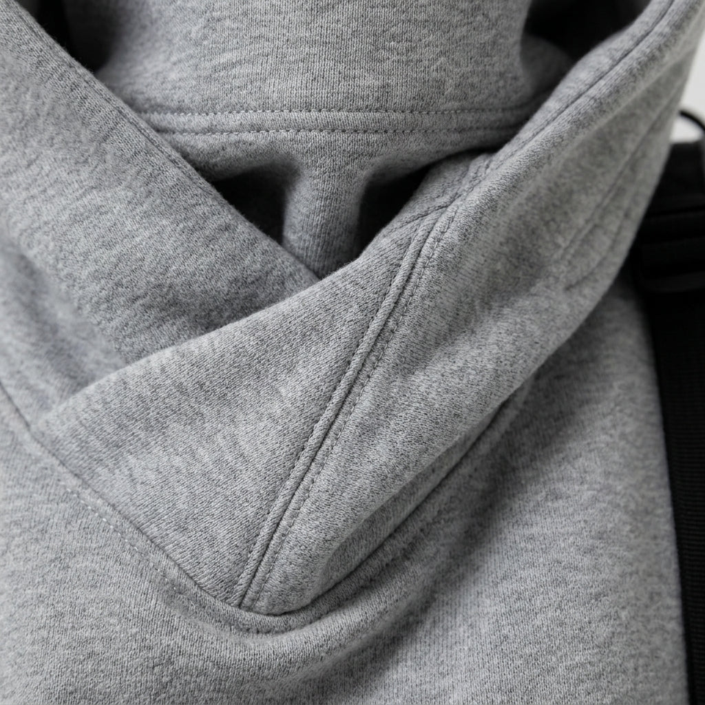 Oversized Cotton Blend Hoodie High Neck Front Pocket – Elara