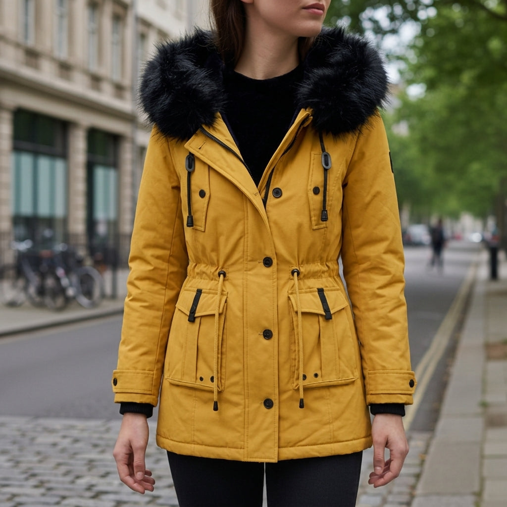 Women's Hooded Parka Jacket Flap Pockets Versatile Style – Elara