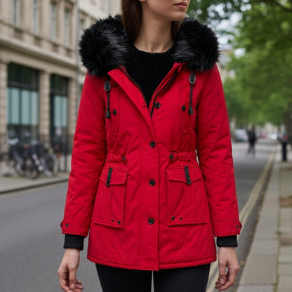 Women's Hooded Parka Jacket Flap Pockets Versatile Style – Elara