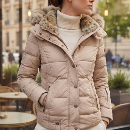 Women's Embossed Cotton Blend Jacket with Closures – Elara
