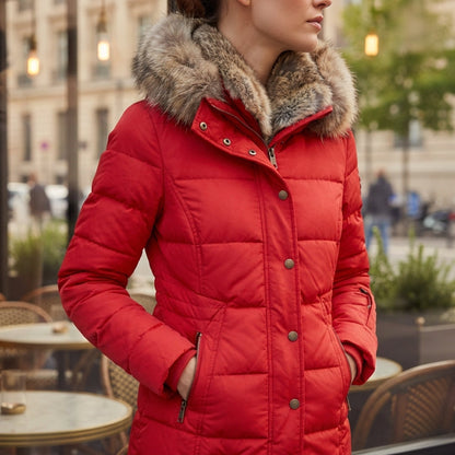 Women's Embossed Cotton Blend Jacket with Closures – Elara
