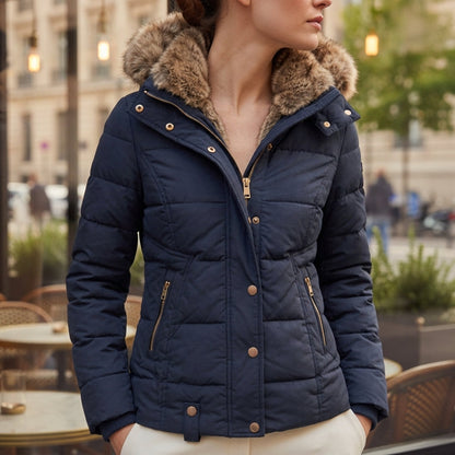Women's Embossed Cotton Blend Jacket with Closures – Elara