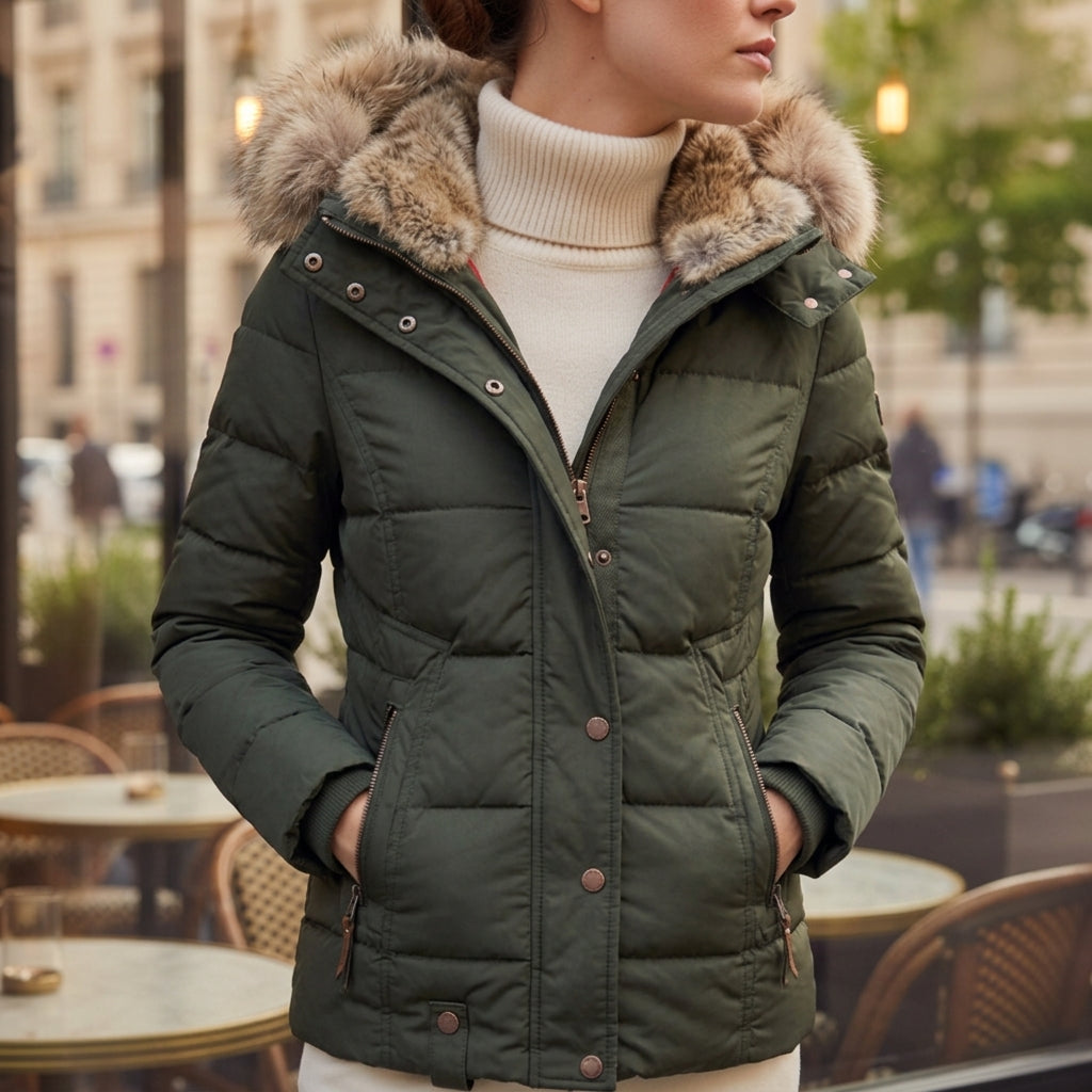 Women's Embossed Cotton Blend Jacket with Closures – Elara