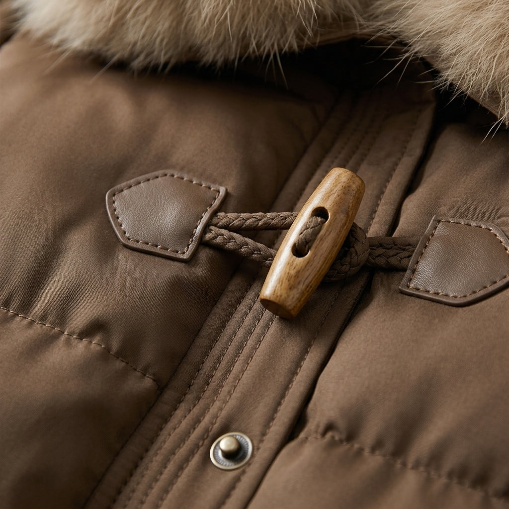 Women's Puffer Jacket Faux Fur Collar Warm Layering – Elodie