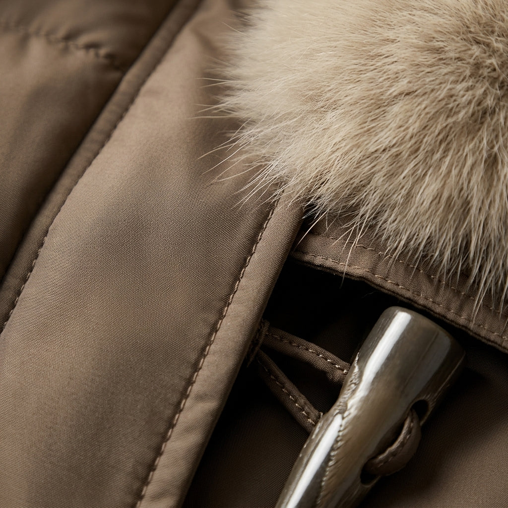 Women's Puffer Jacket Faux Fur Collar Warm Layering – Elodie