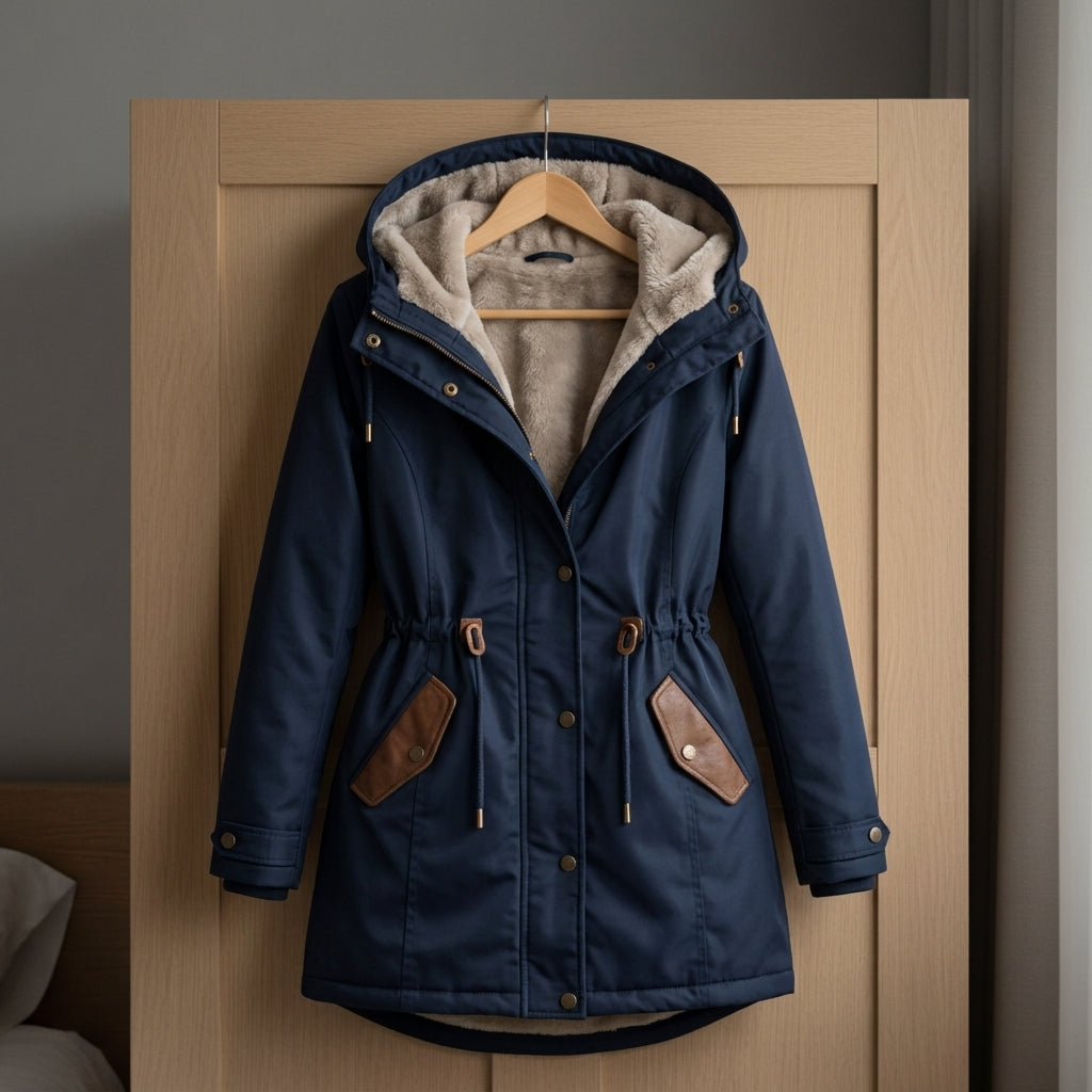 Women's Lined Hood Parka Adjustable Waist Everyday Style – Elara