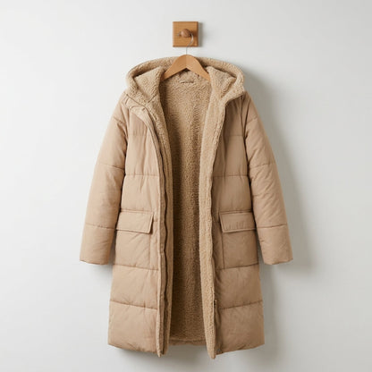 Quilted Coat with Hood Cotton Blend Lined Style – Maren