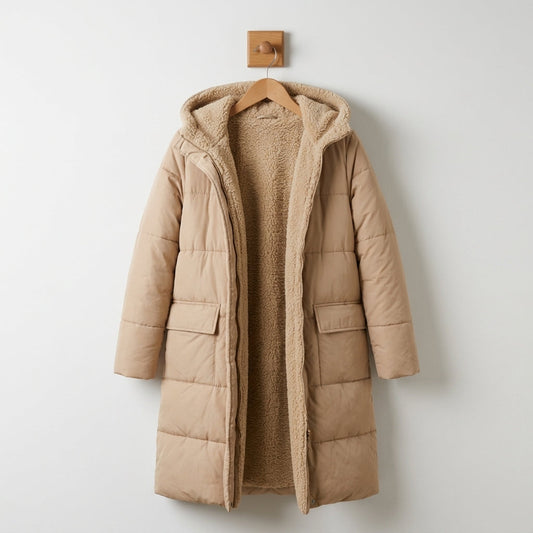 Quilted Coat with Hood Cotton Blend Lined Style – Maren