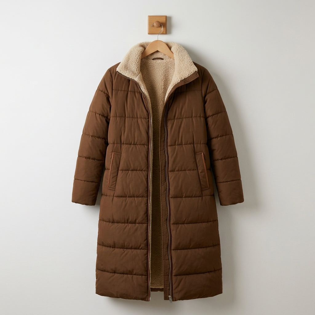 Quilted Coat with Hood Cotton Blend Lined Style – Maren