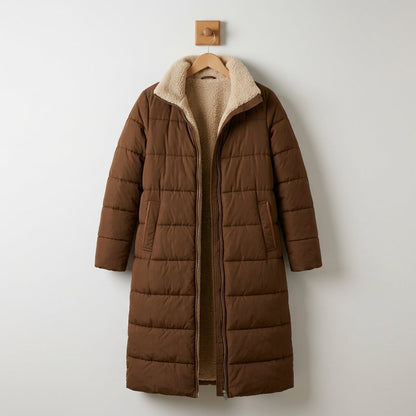 Quilted Coat with Hood Cotton Blend Lined Style – Maren