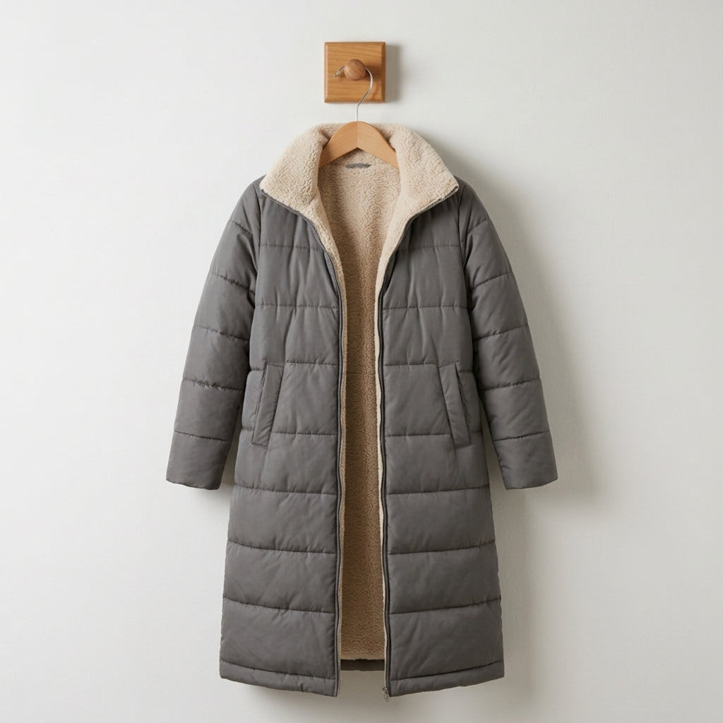 Quilted Coat with Hood Cotton Blend Lined Style – Maren