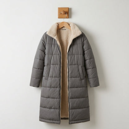 Quilted Coat with Hood Cotton Blend Lined Style – Maren