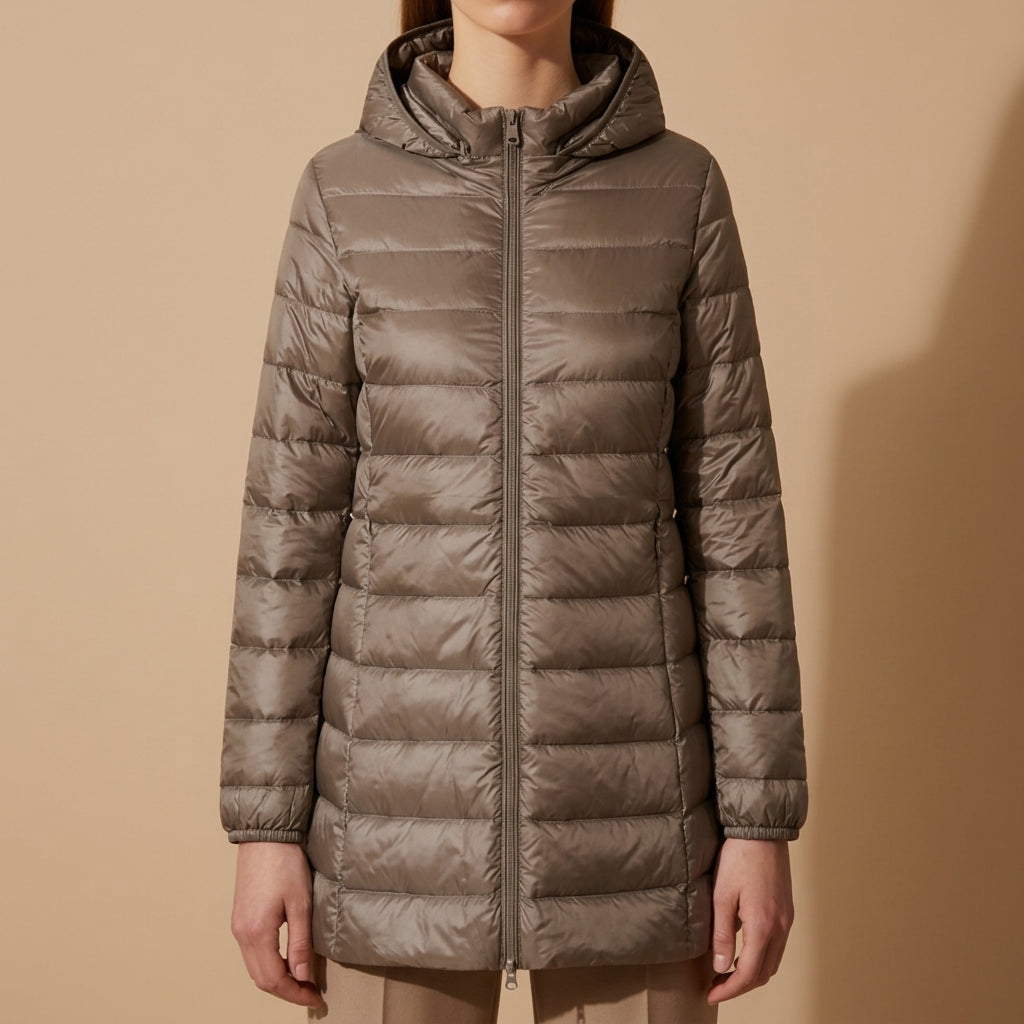 Women's Long Down Winter Jacket With Hood – Elara