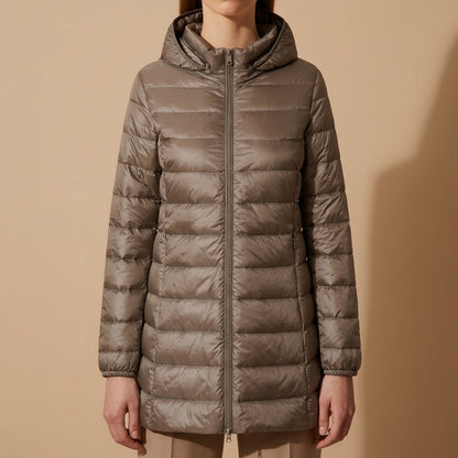 Women's Long Down Winter Jacket With Hood – Elara